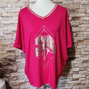 New Collection  Pink V Neck Floral Top